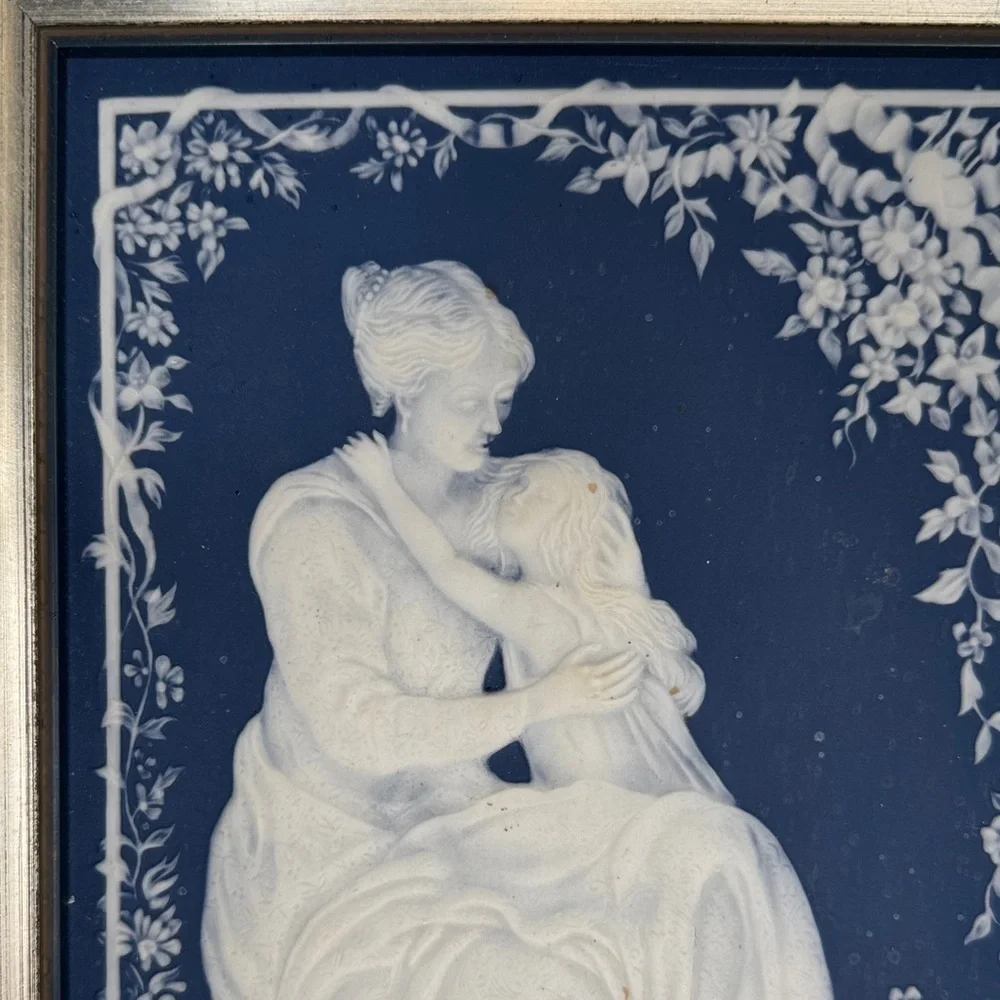 Villeroy & Boch Mettlach Jasperware Framed Plaque Mother & Child